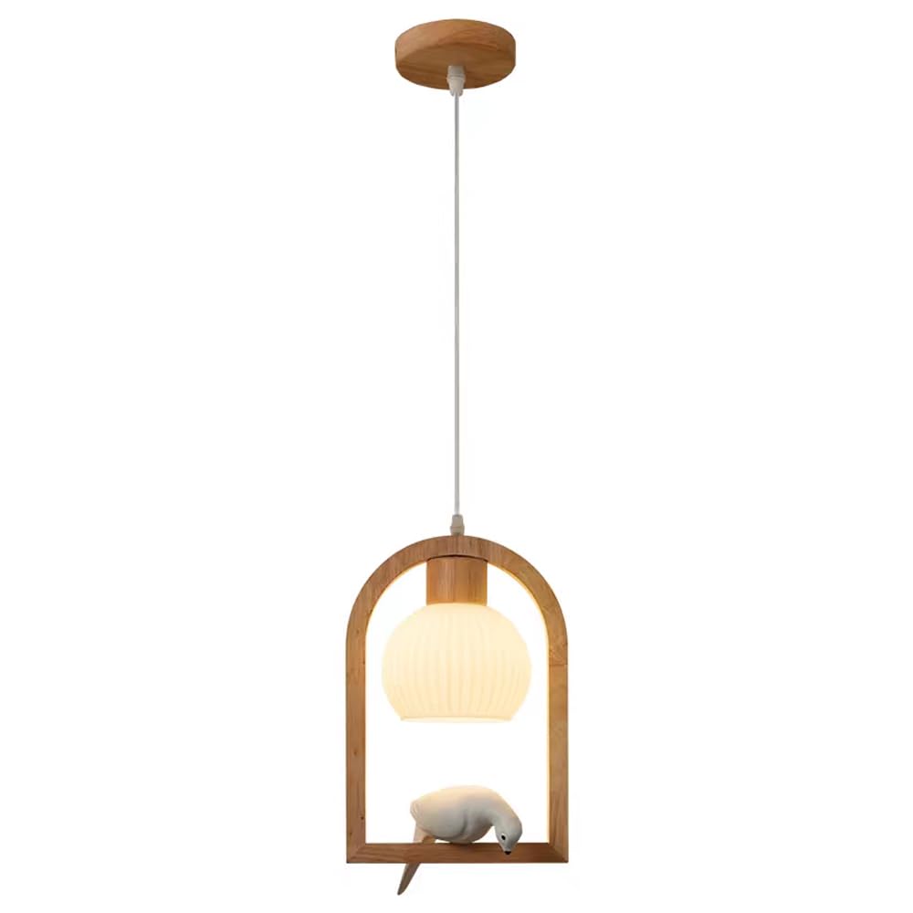 Lustre pour îlot de cuisine en bois et verre, luminaire suspension E27 chambre