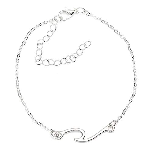 GUAngqi Simple Wave Anklet Ocean Ankle Bracelet Charms Chain Foot Beach Jewelry Charm Ankle Bracelet,Silver,As Description