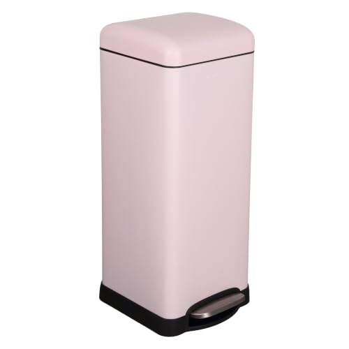 Image of happimess Betty 8 Gal Step Trash Can Soft-Close Lid, Blush Pink | Removable Liner, Semi-Rectangular, Steel Pedal, Iron Powder Coated, 27 inch Height, Non-Skid Base