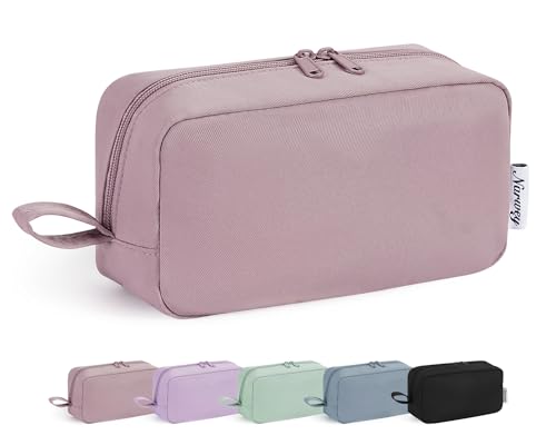 Image of Narwey Cute Makeup Bag Small Toiletry Bag Travel Cosmetic Bag Organizer Make Up Bags with Organized Pockets for Women (Dusty Rose, Large)