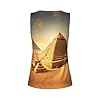 Egyptian Pyramid in Desert Print Lightweight Breathable Sleeveless Top Gym Tank Tops Woman Summer Yoga Activewear, Black, XXL #5