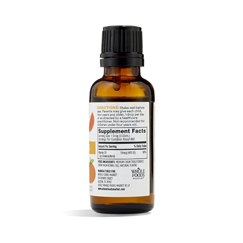 365 by Whole Foods Market, Vitamin D-3 Liquid 400Iu Tangerine Flavor, 1 Ounce - image 2