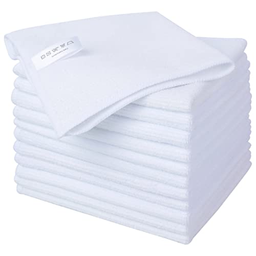 SINLAND Mikrofaser-Tücher für Geschirr, Brillengläser, saugfähig, streifenfrei, Reinigungstuch, Lappen, 30,5 x 30,5 cm, 12 Stück weiß Cover