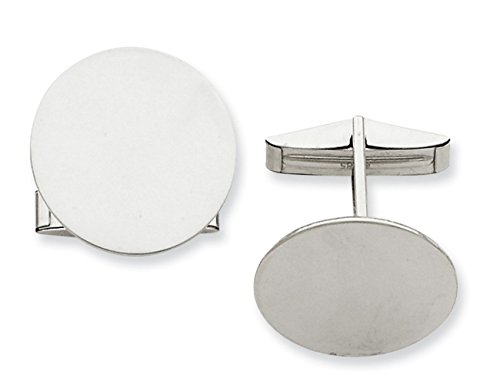 Rhodium-Plated 14K White Gold Circular Round Cuff Links, 20Mm #TOP10