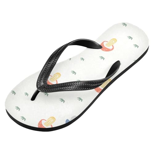 Sinestour Mushroom Grass White Flip Flops for Beach Thong Sandals Anti-slip Lightweight Flat Slippers for Indoor Outdoor House2