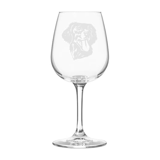 Etched Laser Art Personalized Dog Themed Etched Wine Glass - Custom Dog Breed Wine Glasses for Pet Lovers, Personalized Birthday Gift for Men & Women - Flat Coated Retriever (Alternate), 12.75 oz