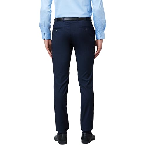 Image of Raymond Men's Mid Rise Poly Viscose Blend Solid Pattern Slim Fit Flat Front Formal Trouser