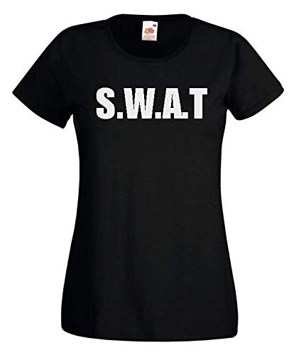 Womens S.W.A.T Police Riot Team Special Forces Squad Lady Fit Black T-Shirt