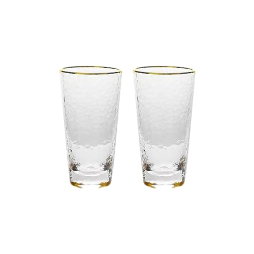 Vaso whisky vintage con borde dorado Luminthra