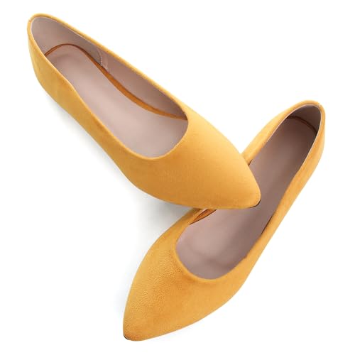 Image of Dear Time Women's Pointed Toe Ballet Flats Simple Casual Office Work Flats Slip-on Comfortable Shoes