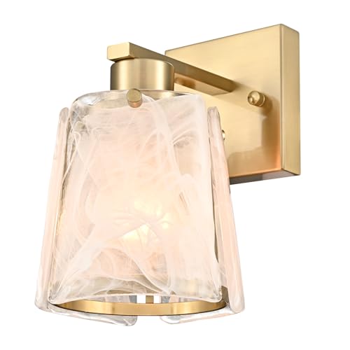 DAYCENT Modern Gold Wall Sconce 1-Light Unique Glass Sconces Wall