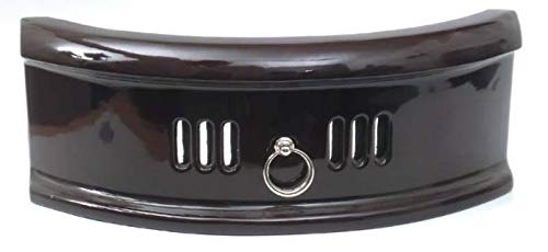 Vintage Decor Cast Iron Curved Fire Front with Matt Black Brown Enamel Finish, Classic Design with Central Handle, 16 inch Porcelain Enamel Majolica Brown
