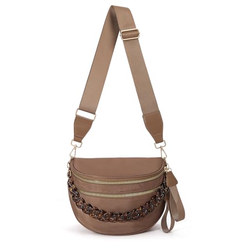 Image of Lushandy Bum Bag Checkered Crossbody Bag Mom Everyday Purse | Roomy Space, Wipe Clean, Wide Strap