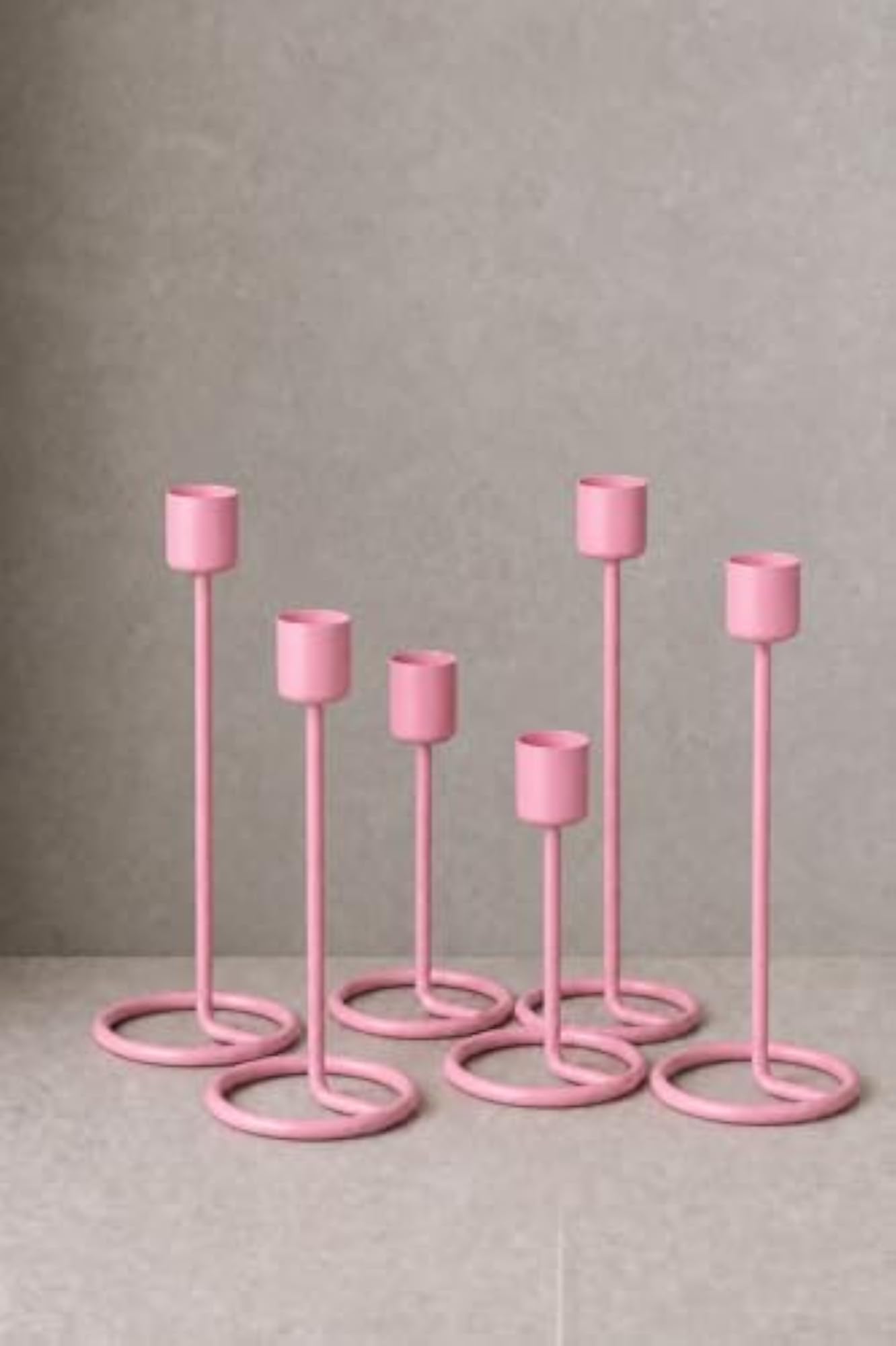Set of 6 Metal Taper Candle Holders