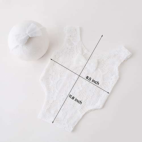 Baby Photography Props Newborn Girl Photo Shoot Outfits Infant Costume Lace Headdress Outfit (White) #TOP1