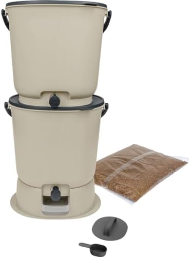 Lote de 2 compostadores Bokashi Essential 15,3 L+1 kg de Brain+1 ...