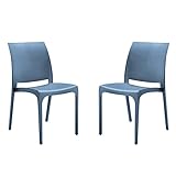  set di sedie poltrone da giardino in plastica design moderno (Blue, 2)