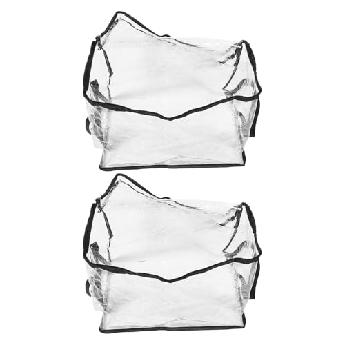 JOINPAYA Bolsa de Almacenamiento Transparente para Libros 2 Unidades, Organizador Plegable de Pvc con Asa y Tapa, Contenedor Grande 38x24x32 Cm para Documentos y Material Escolar, Adecuado