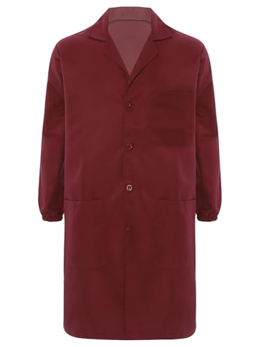 Image of CHICTRY Unisex Resistant Work Coat Lapel V Neck Long Sleeve Front Button Dustproof Jacket Lab Coat