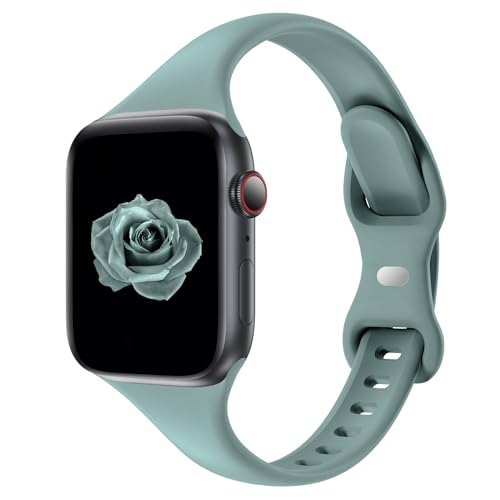 Image of Acrbiutu Bands Compatible with Apple Watch 38mm 40mm 42mm 44mm, Slim Thin Narrow Silicone Sport Accessory Strap Wristband for iWatch Series 1 /2 /3 /4 /5 Women Men