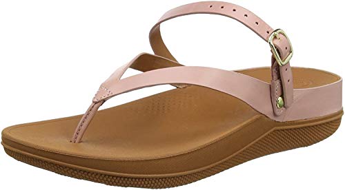 FitFlop Flip Leather Back-Strap Sandals, Sandalias con Punta Abierta para Mujer, Rosa (Dusky Pink 535), 41 EU