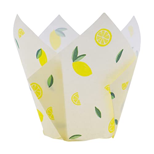 24 Cápsulas de Papel para Cupcakes de PME en forma de tulipán, Limones