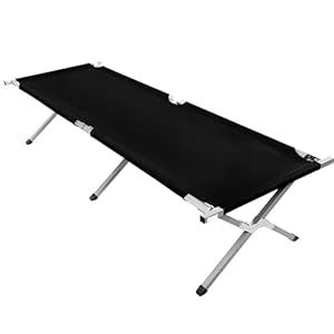 YSSOA Folding Camping Cot with Storage Bag for Adults, Portable and Lightweight Sleeping Bed for Outdoor Traveling, Hiking, Easy to Set up (Color: Black)