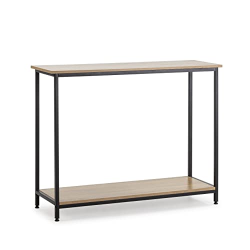 HOMN LIVING Recibidor Chloe con 1 Estante Inferior, Color Roble/Negro, 106 cm (Ancho) 35 cm (Profundo) 81 cm (Altura)
