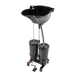 Hair Washing Sink, Portable Plastic Shampoo Unit with Electric Pump and 2 Buckets for Water Storage and Drainage Height-Adjustable Hair Washing Sink Shampoo Basin for Beauty Salon/Barber Shop