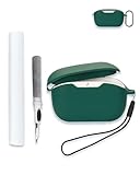 Case for JBL Wave Buds 2 | True Wireless Noise Cancelling Earbuds, Soft Silicone Protective Portable Scratch Shock Resistant with 2pack Screen Protector &Cleaner Kit & Carabiner & Lanyard,Green