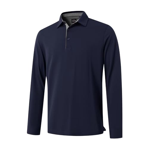 Image of Men's Business Long and Short Sleeve Polo Shirts Mercerized Cotton Blend Casual Stylish Collared Shirts