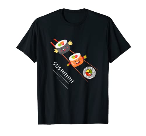 Sushi Sliding On Chopsticks Funny Kawaii Anime Japanese food T-Shirt