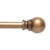 Kenney KN55973 Davenport Ball End Petite Café Decorative Window Curtain Rod, 48-86' Adjustable Length, Brushed Brass Finish, 1/2' Diameter Steel Tube