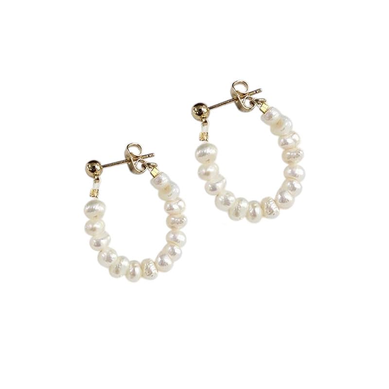 Boucles d’oreilles en perles d'eau douce anti-allergie pour oreilles sensibles