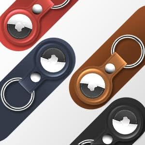 4 pack air tag holder keychain for airtags holder pu leather protective case tracker with loop key ring for apple tags airtags cover for walletlugga