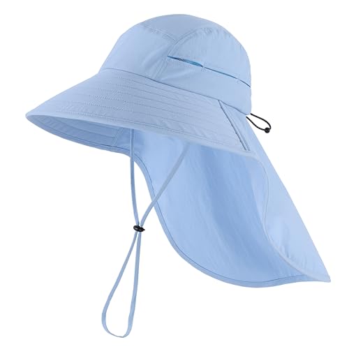 Image of Home Prefer UPF 80+ Sun Hat for Men Women Wide Brim Sun Hat with Neck Flap Summer Beach UV Protection Gardening Fishing Hat