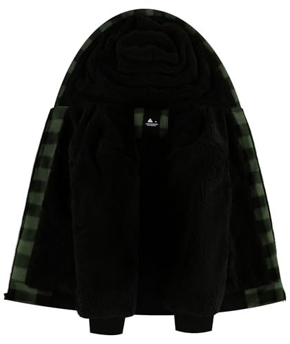 Image of V VALANCH Boys Flannel Jacket Hooded Fleece Lined Zip-up Hoodies Plaid Coat for Kids