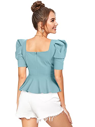 Image of ILLI LONDON Women's Puff Sleeve Peplum TOP