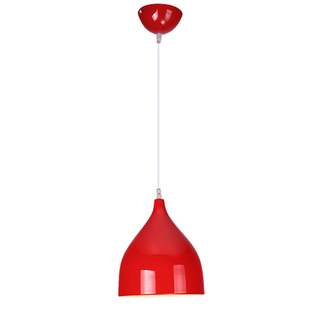 Mengjay Metal Chandelier Pendant Light Industrial Hanging Lamp Vintage Style Industrial E27 Socket Ceiling Light Retro Lampshade Metal Aluminum Attic Coffee (Red)