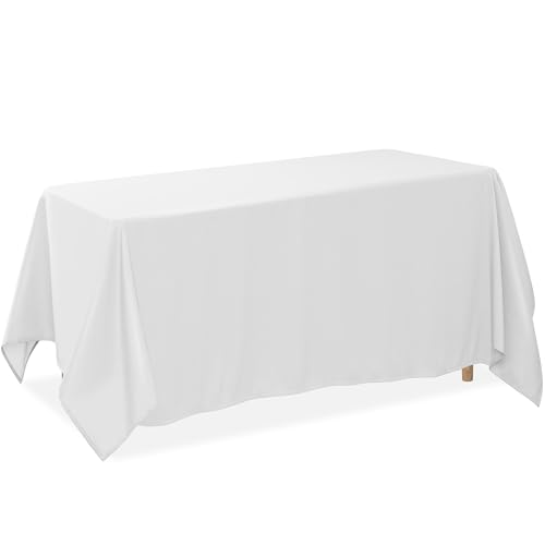 Lanns Linens Premium Polyester Tafelkleed voor bruiloft, restaurant of banket gebruik 90 "x 132" Rechthoek, Wit