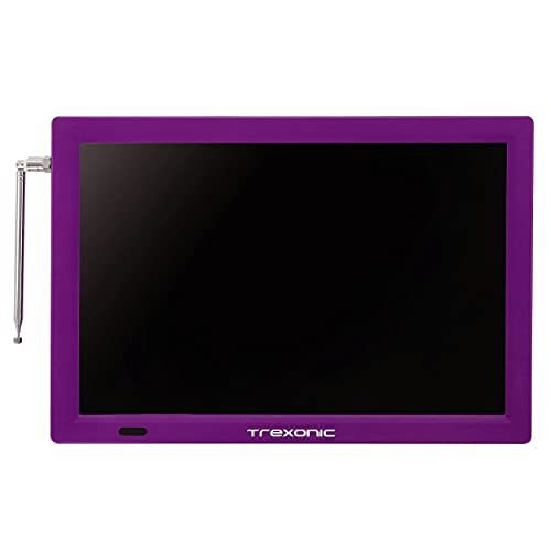 Image of Trexonic Portable Rechargeable 14 Inch LED TV with HDMI, SD /MMC, USB, VGA, AV in /Out and Built-in Digital Tuner, Purple