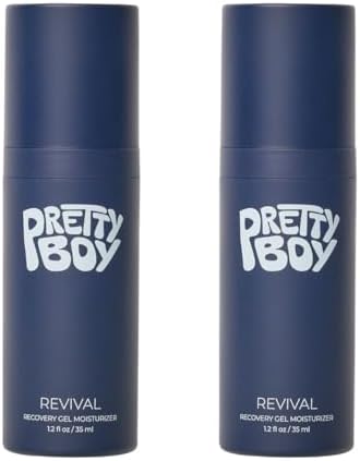 Prettyboy Face Revival Gel Moisturizer For Men - Hydrating Cream That Refreshes Dry Skin, Irritation, & Redness - Supports Anti Aging & Anti Wrinkle - Fragrance Free - 2 Count