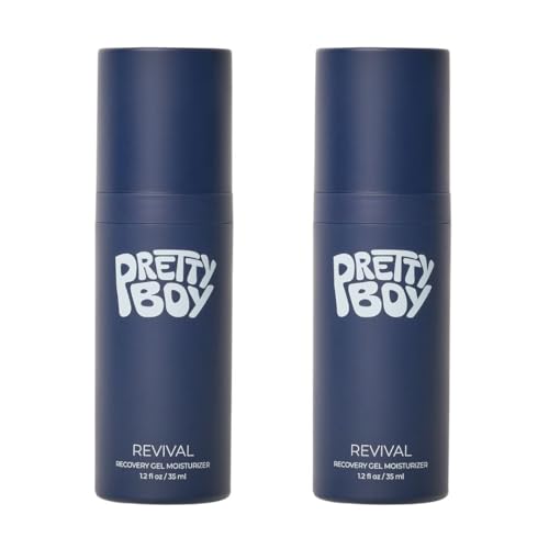 Prettyboy Face Revival Gel Moisturizer For Men - Hydrating Cream That Refreshes Dry Skin Irritation & Redness - Supports Anti Aging & Anti Wrinkle - Fragrance Free - 2 Count