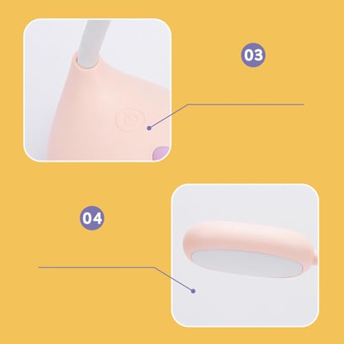 LONGONGAN Lámpara de Escritorio LED con Carga USB, Lámpara de Lectura para Cuidar los Ojos, Luz Portátil y Ajustable para Dormitorios y Estudio, Material ABS con Iluminación Suave (Rosa) - imagen 8