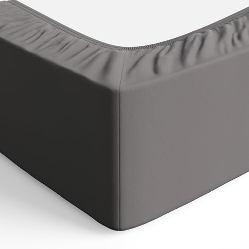 Amazon Basics Jersey Spannbettlaken, 100% Baumwolle, Spannbetttuch - Matratzenhöhe bis 30 cm, 120 x 200 cm, Dunkelgrau 4