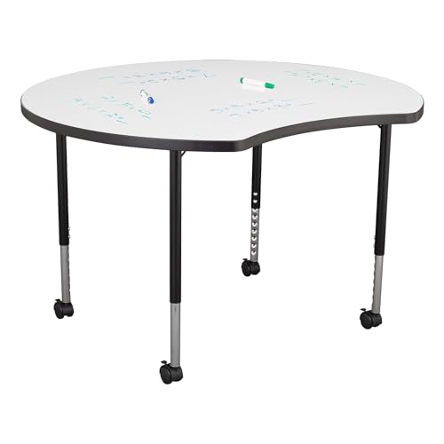 Image of Learniture Structure Series Crescent Mobile Collaborative Table w /Whiteboard Top