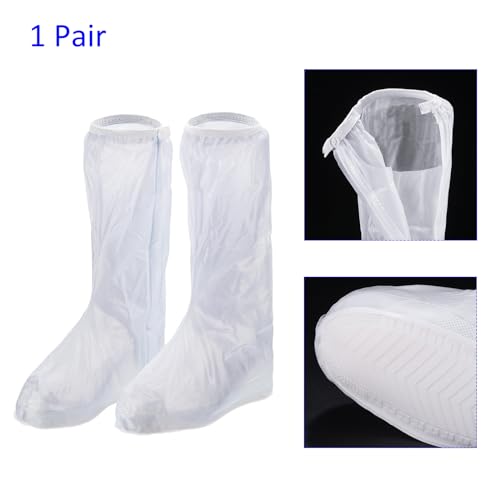 Cubiertas impermeables para zapatos M METERXITY - Galochas reutilizables antideslizantes plegables con cremallera, para deportes al aire libre (XL, Blanco) miniatura 4