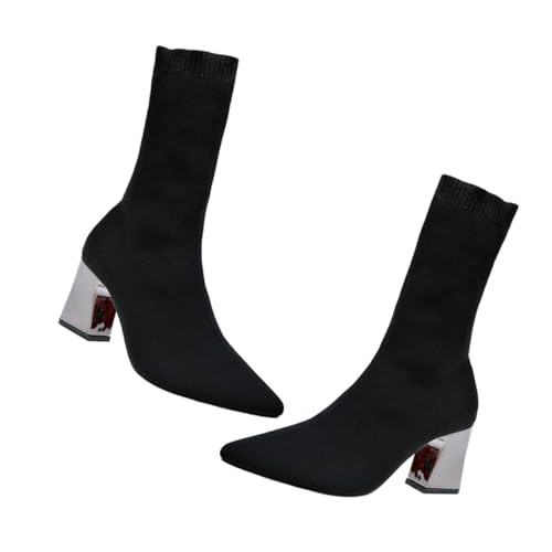 SOIMISS Botas De Invierno Calcetín Tacón Grueso Cómodas Para Mujeres Antideslizantes