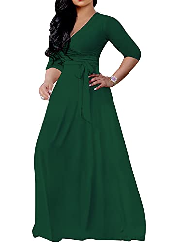 Image of LightlyKiss Plus-Size Maxi Dresses for Women African Summer 3 /4 Sleeves Beach Sundress with Pockets
