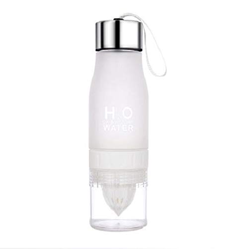 Mr. Gadget's Solutions 650ML Drink More Water Bottle Fruit Juicer Infuser Bottle Portable Shaker Dieting Detox Bottle for Sports & Fitness - White